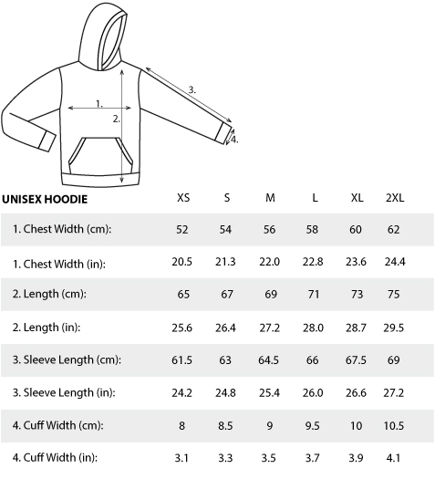 hoodie width and length